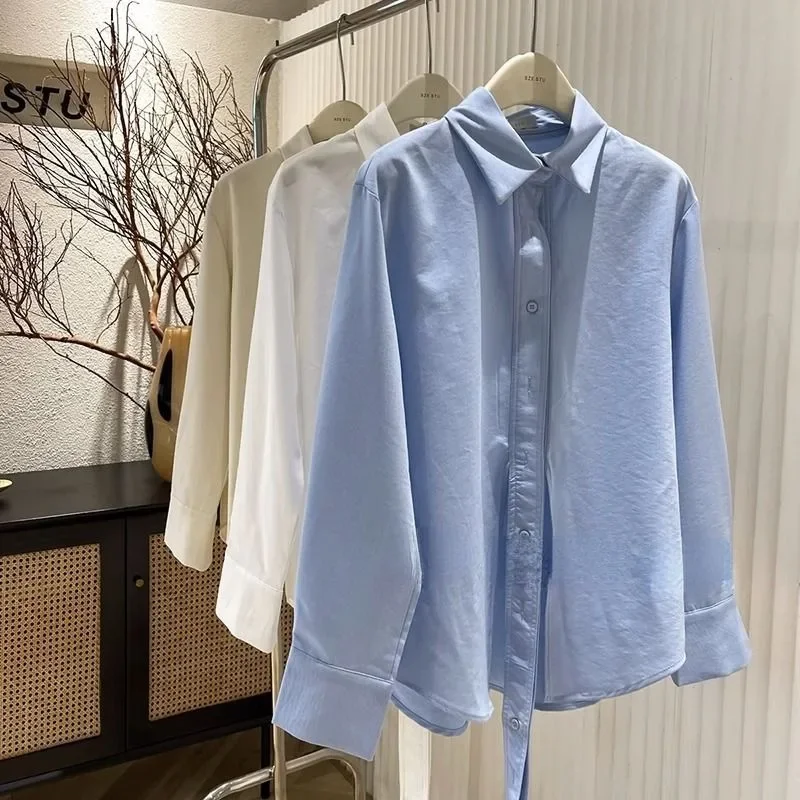 Elegant Blouse for Women Korean Fashion Oversize White Shirt Office Ladies Long Sleeve Tops Female Casual Streetwear Trend
