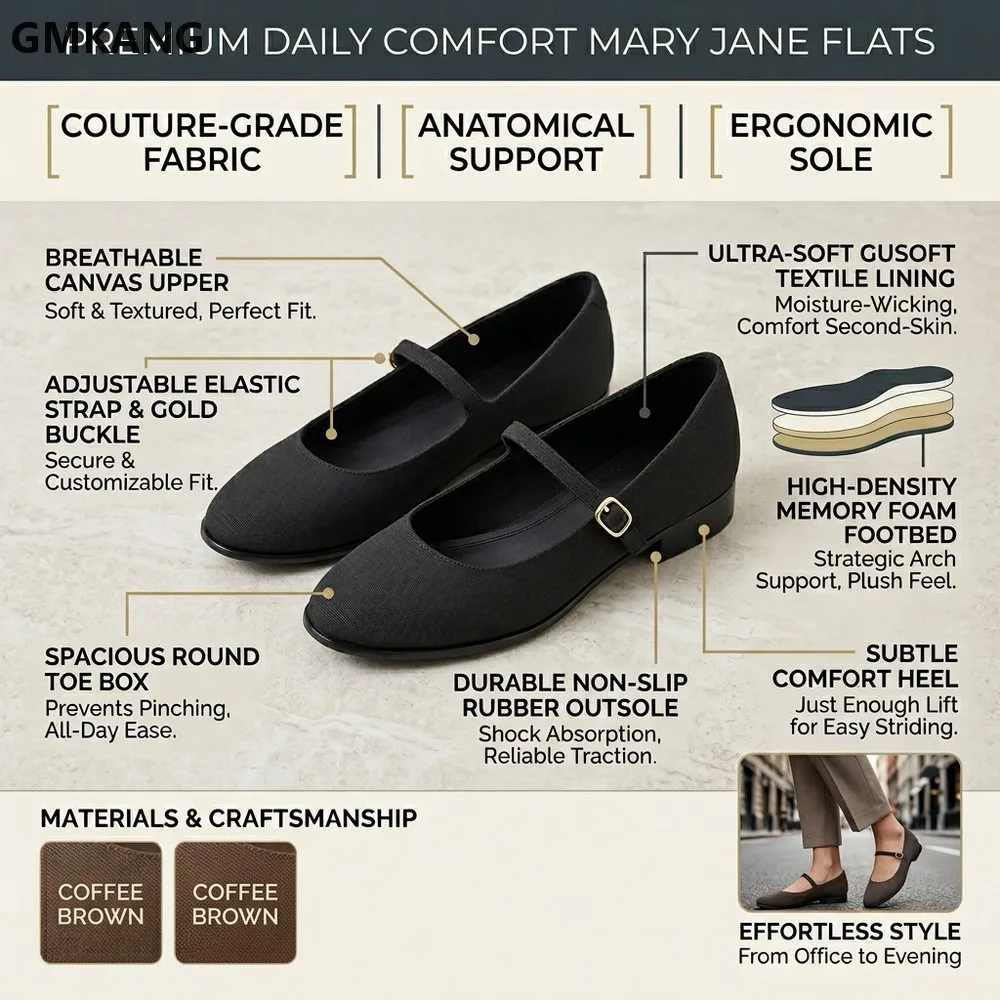 Classic Mary Jane Low Heel Slip On Shoes for Women – Round Toe Open Toe Flat, Soft Leather Casual Day Wear, Versatile Summer