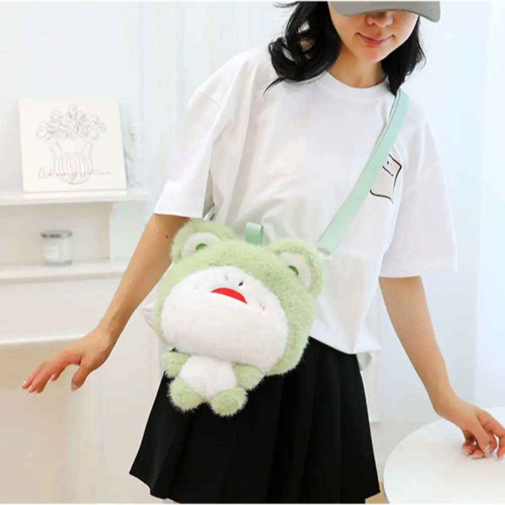 

Large Capacity Strawberry Bear Backpack Shiba Inu Little Frog Capybara Crossbody bag Bear Shape Adjustable Panda Plush Bag Daily