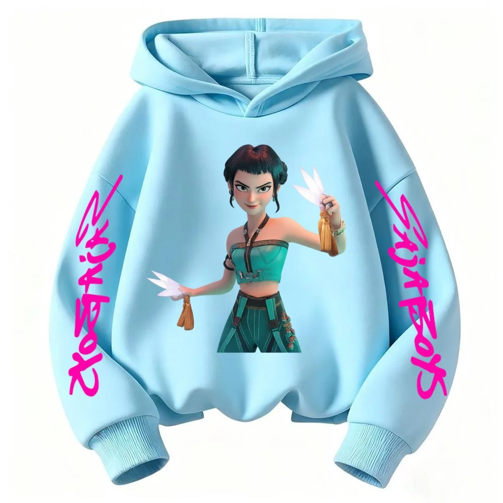

2026 Korean KPop Devil Hunter Cartoon Girl and Boy Hooded Sweatshirt Warm Children's Wave Fashion Casual Top Casual Girl Clothin