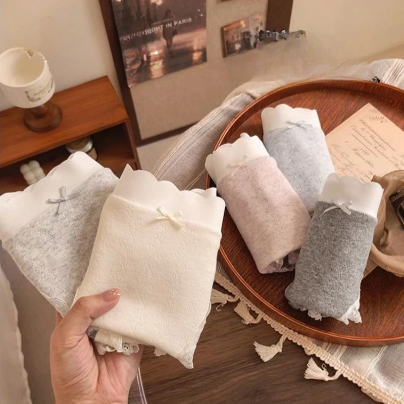 

Трусики из 5 шт., женские трусики из чистого хлопка с удлиненной хлопковой промежностью 10a, антибактериальные новые кружевные трусы Pure Desire, гладкое мягкое нижнее белье