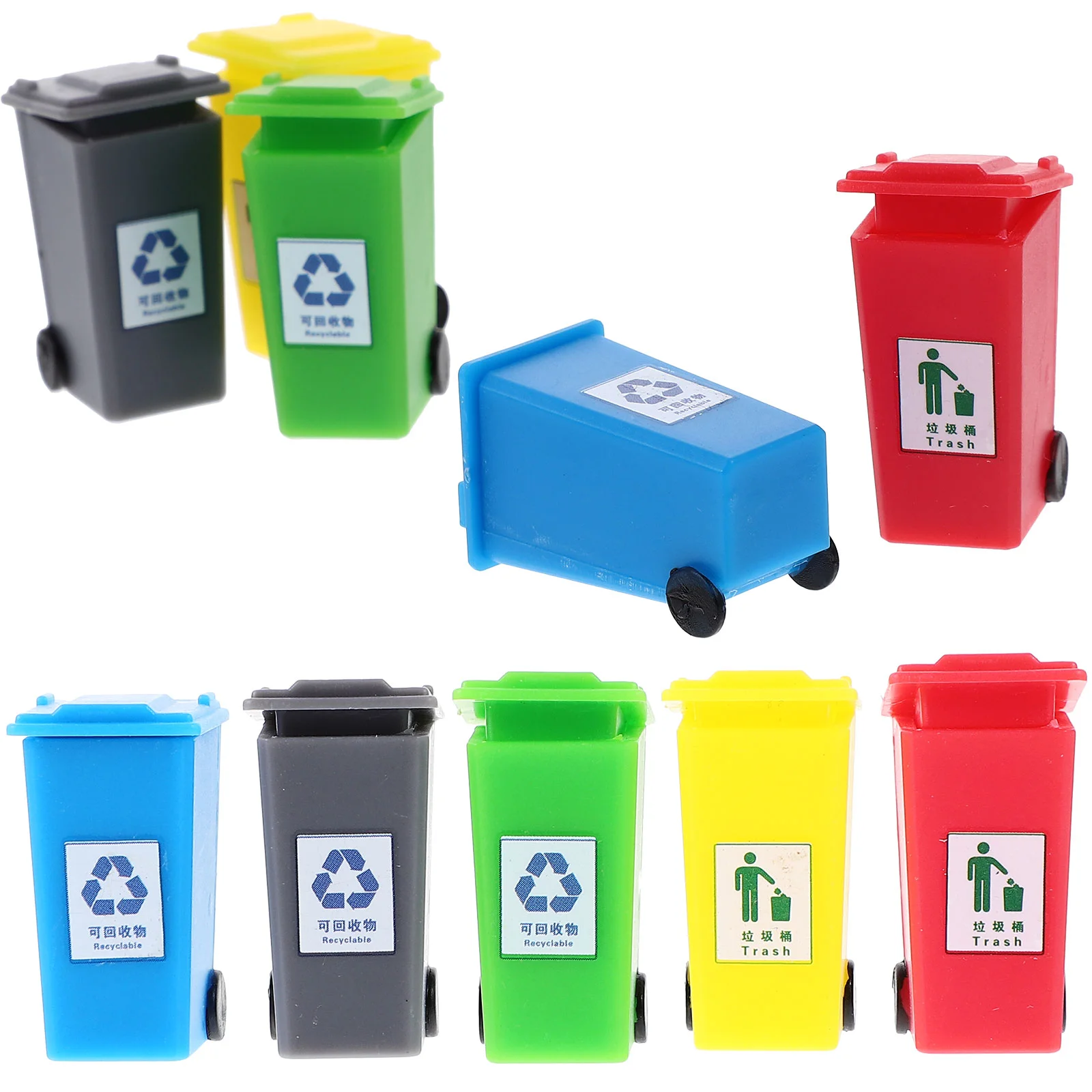 

10 Pcs Garbage Can Mini Trash House Supplies Street Litter Bin Model Modeling Ornament Sorting Shape Decor Child Office