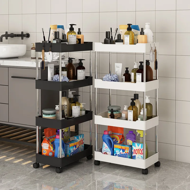 

3/4 Layer Rolling Utility Cart, Bathroom Storage Rack With Wheels,Bathroom Storage Organizer, Multi-purpose Utility Cart