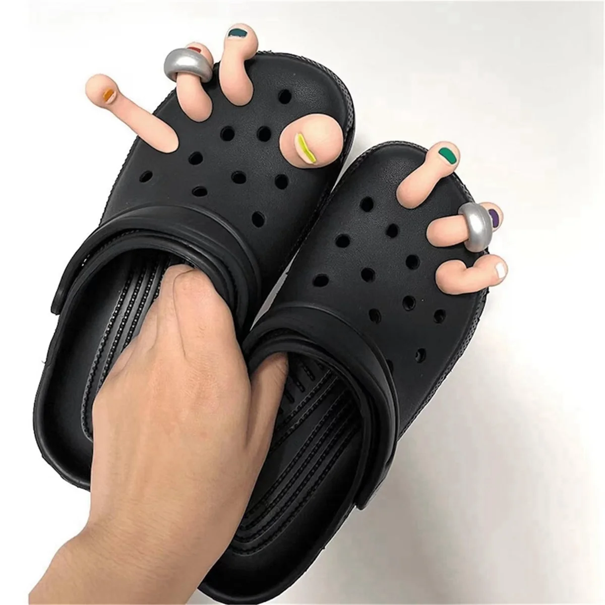 Dijes 3D para dedos de los pies para zuecos, sandalias deslizantes de burbujas, 7 piezas, decoración divertida para zapatos para niños y adultos