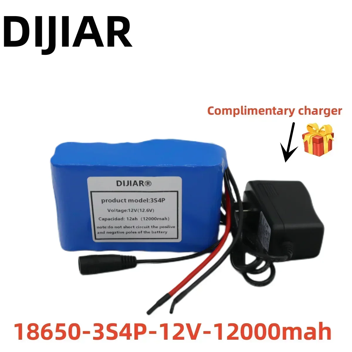 3s4p 12V 12Ah battery pack 18650 lithium ion 12V 12000mAh DC12.6V super large capacity rechargeable battery with BMS + charger