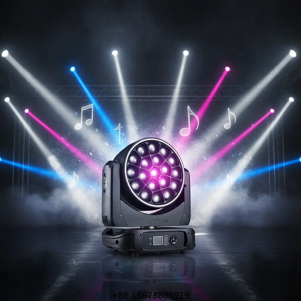 

Светодиодный RGBW прожектор QSE Lighting с подвижной головкой 19x40 B-eye, эффект вращения луча, управление DMX512 для свадеб и выступлений диджеев