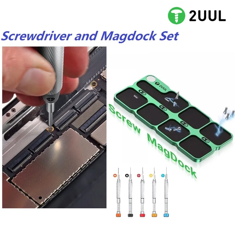 

2UUL ST95 MagDock Magnetic Aluminum Alloy Screws Storage With MasterXu 2D ScrewDriver Set For Mobile Phone Camera Repair Tools
