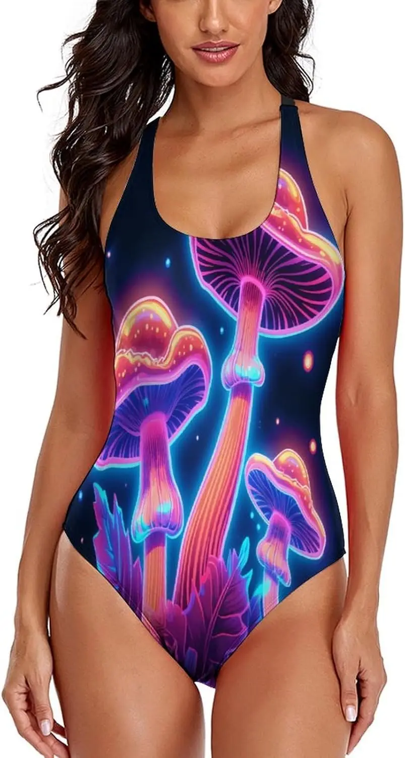 

Luxy Trio Mushroom One Piece Swimsuits for Women Sexy Slimming Bathing Suits Backless Tummy Control Swimwear