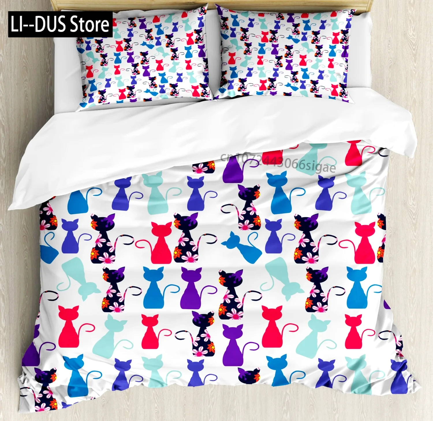 

Kitten Cat Duvet Cover Cute Animal Comforter Cover Microfiber Pet Bedding Set Single/King/Queen for Girls Boy Kids Bedroom Decor