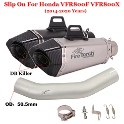 Slip On For Honda VFR800F VFR800X VFR 800 X F 2014-2020 Motorcycle Exhaust Escape Middle Link Pipe With Muffler Moto DB Killer