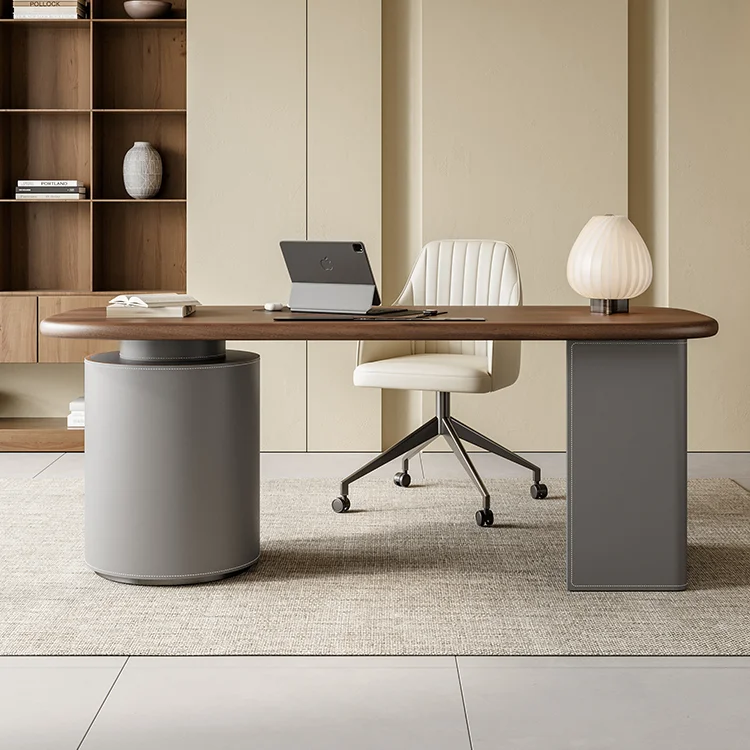 #Classic I Shape Executive Office Table Modern Home Solid Wood Office Desk Ergonomic Office Desk Multilayer Solid Wood