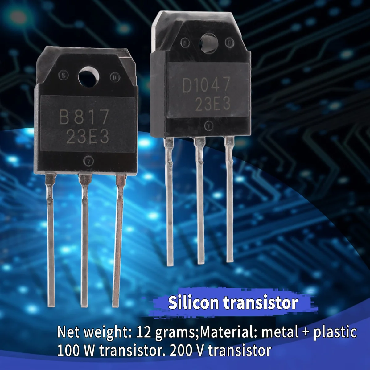 2 silicon transistor - D 1047 + B 817, 200 V, 12 A