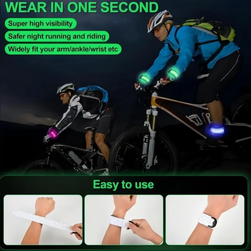 Armband Leg Warning Band, Night Running Cycling Safety Wristband Reflective Light Belt for Outdoor Sports Night Activities