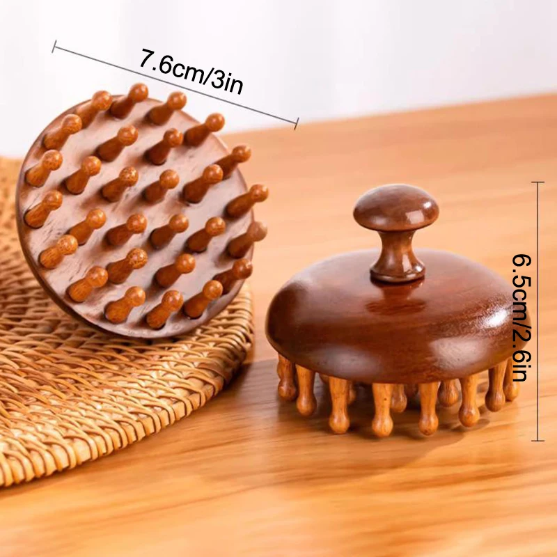 Multi-Functional Wood Therapy Massage Comb Scalp Head Massager Natural Sandalwood Circular Tooth Guasha Scraping Body Massager