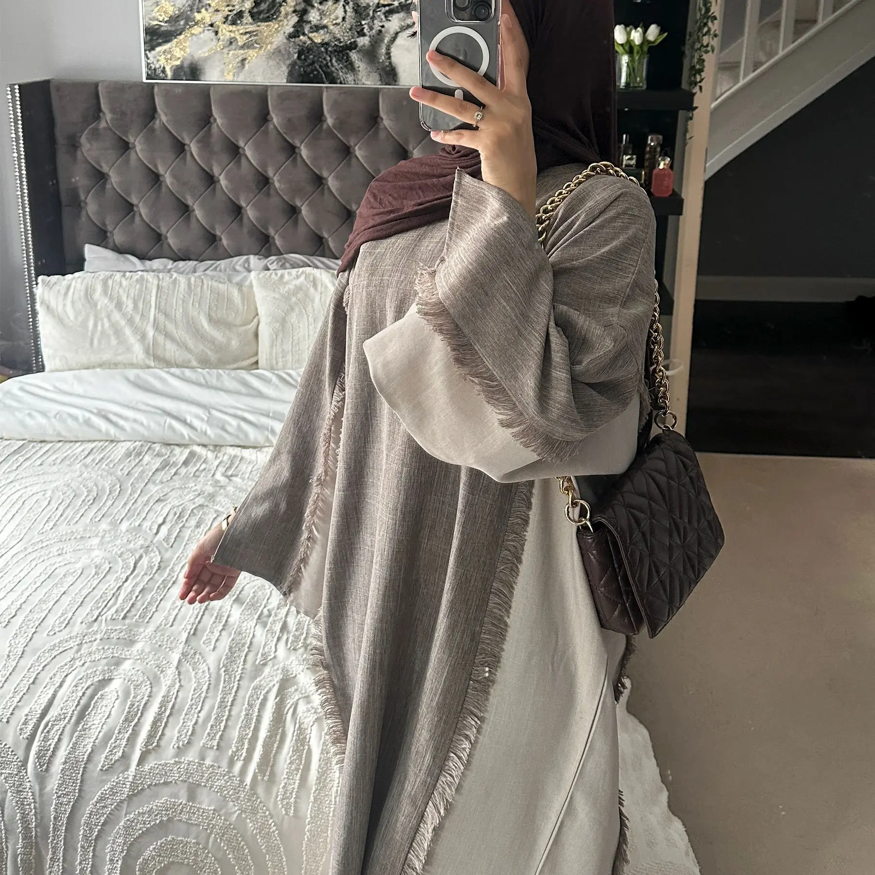 UNI Arabia Saudita Donna Musulmana Abito Modesto Eid Dubai Abaya con Cintura Islamico Elegante Turchia Corrispondenza Caftano Veste 2024 Ramadan