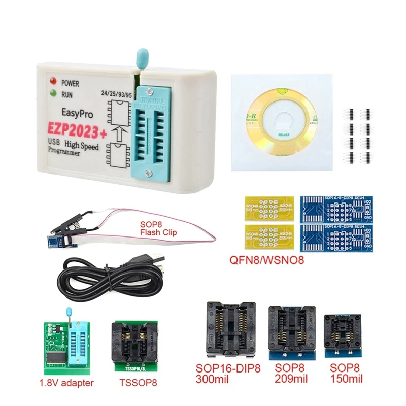 EZP2023+ High-Speed SPI FLASH Programmer EZP2023 USB Compiler Accessory Part Support 24/25/93/95 EEPROM 25 Flash Bios Chip