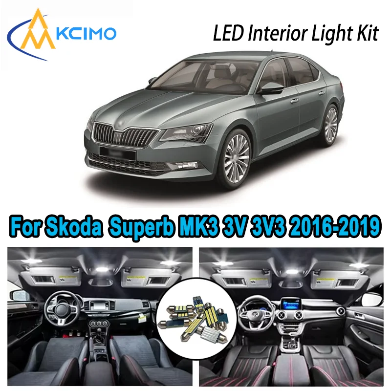 

Для Skoda Superb MK3 3V 3V3 3V5 2016-2019 Премиум Яркий светодиодный внутренний купол Карта багажника Комплект автомобильных светодиодных ламп Canbus без ошибок