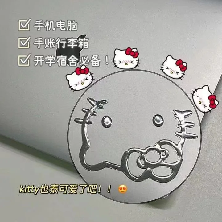 Kawaii Hello Kitty Silver Stickers Cartoon Cute Kitty Peripherals Mobile Student Computer Car Stickers Pvc Water Cup Stickers