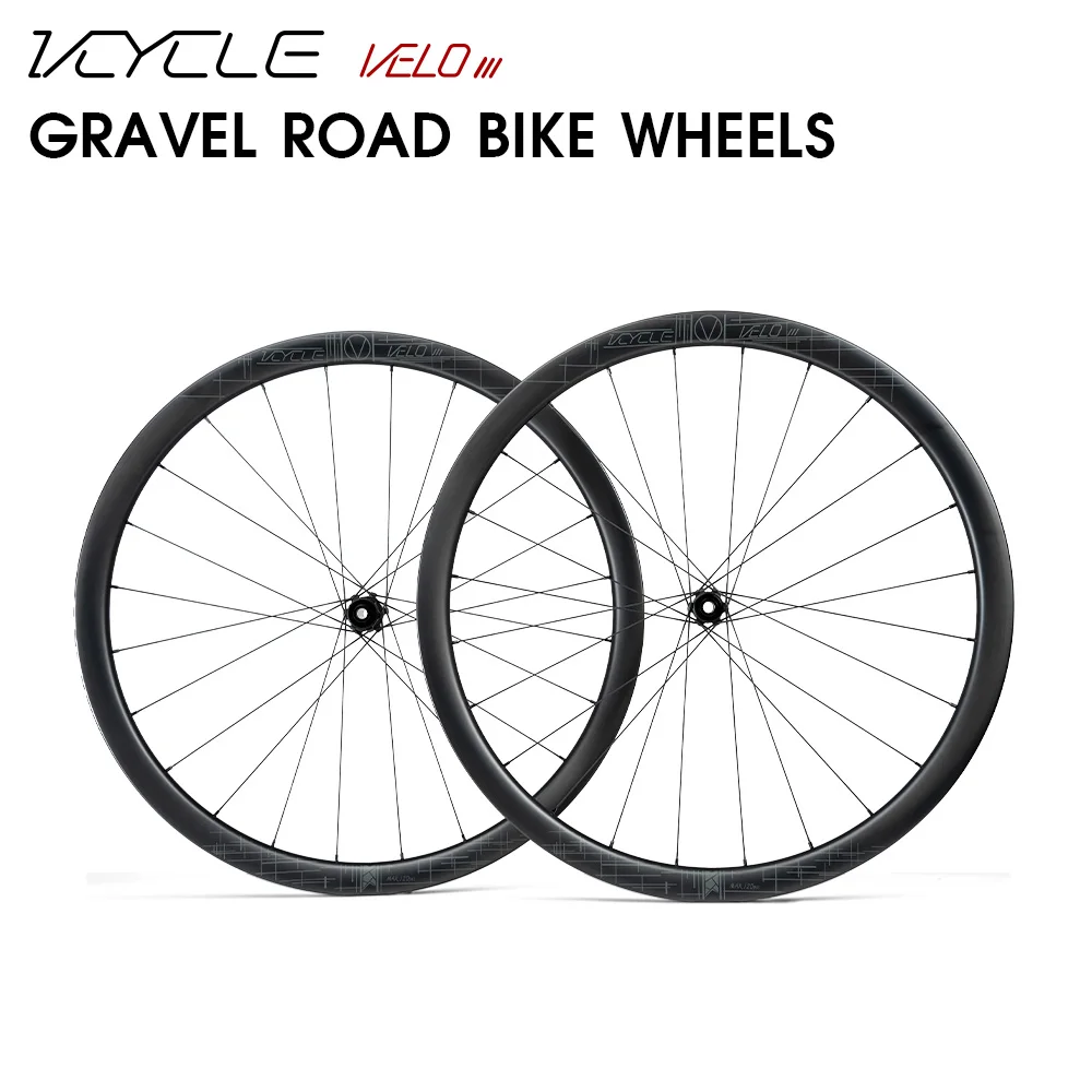 VCYCLE VELO III Carbon Gravel Wheels 1380g 36mm Rim HG 24 Holes Disc Brake Tubeless Ready 700C Light Wheel for GRAVEL Bicycles