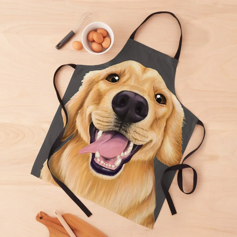 

Golden Retriever- Up close dog Apron Hairdressing Hairdresser Accessories Kitchen Utensils Camping Kitchens Men Apron