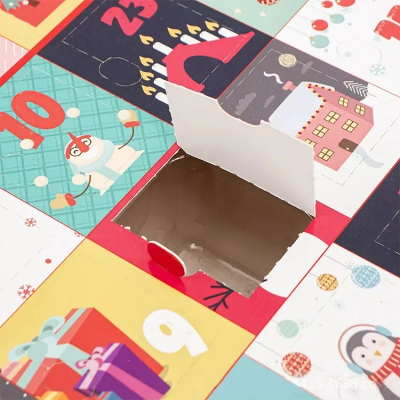 Customization.HOT! Guangdong Factory Custom Design Gift Box Beauty Cosmetic Packaging Countdown Cartoon Christmas Paper Box