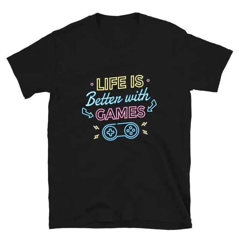 Gamer Retro Text Design Life Is Better With Games Classic Fit T-Shirt