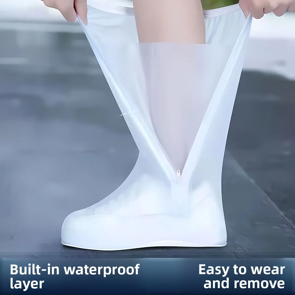Thickened High-Tube Rain Boot Covers Waterproof Non-Slip Outdoor Travel Shoe Covers PVC Material Durable Shoe Accessories