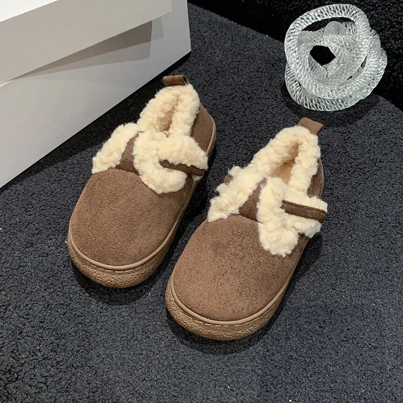 

Children Keep Warm Shoes for Girls 2024 Winter New Fashion Korean Sweet Color Soft Bottom Anti-slippery Versatile Plush Shoes