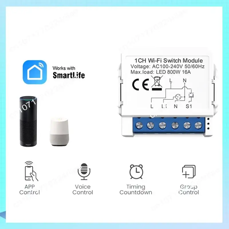 A17Z Tuya Smart Wifi Light Switch 2 Way Control Mini Breaker Controlled By Yandex Alexa Google Home Easy To Use