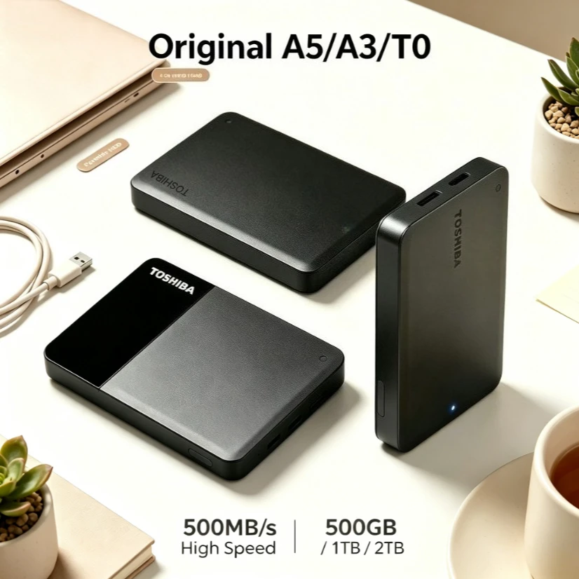 [Brand+] A5 A3 T0 Portable External HDD 1TB 2TB Storage Disk For Laptop Mac Xbox Smart TV Media Playback