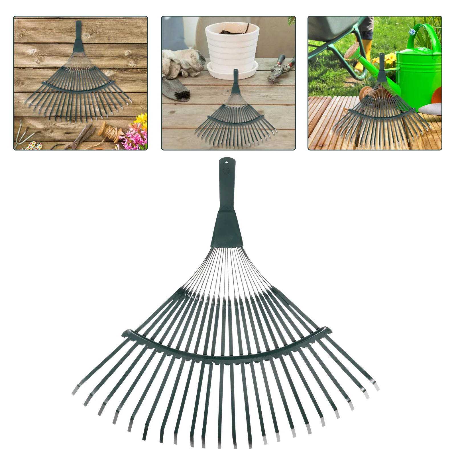 

Steel Wire Grass Heavy Duty Long Handle Garden Tool For Planting Soil Loosening Weeding Portable Lawn Leaf Rake Small