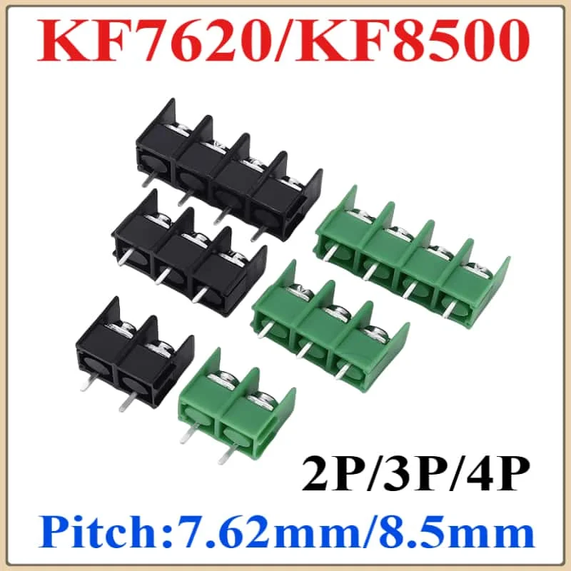 5 PCS/lot KF7620 - 7.62 KF8500 - 8.5 Wiring Terminal Barrier Type Black / Green 7.62mm / 8.5mm Pitch Power Holder Splicable Pin