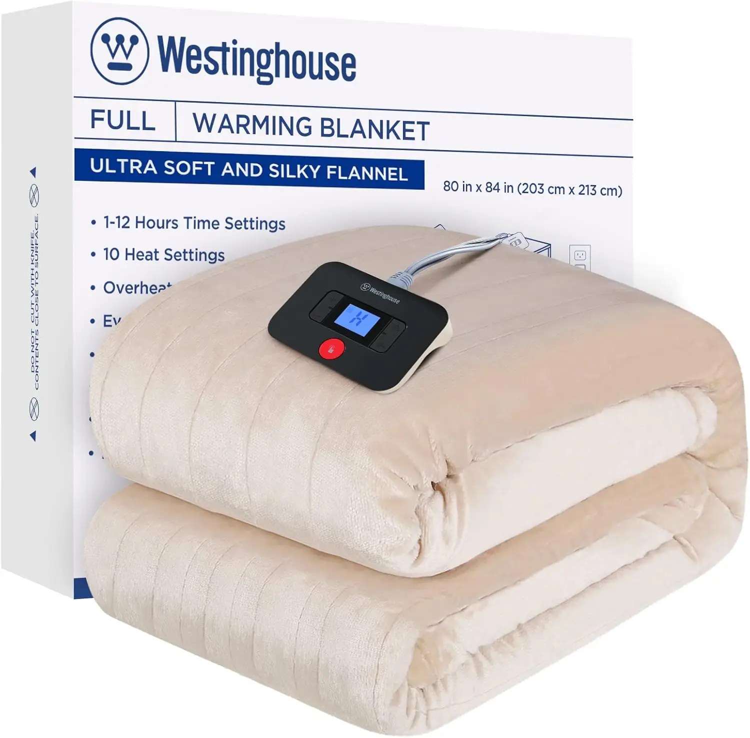 

Full Size Heated Blanket, 80" x 84", 10 Heat Levels & Auto-Off Timer, Machine Washable, ETL/FCC Certified