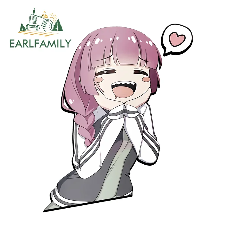 EARLFAMILY 13cm X 9.8cm For Kawaii Zero Two Girl Support Car Stickers Cute Anime Sunscreen Decal Caravan Car Refrigerators Decor