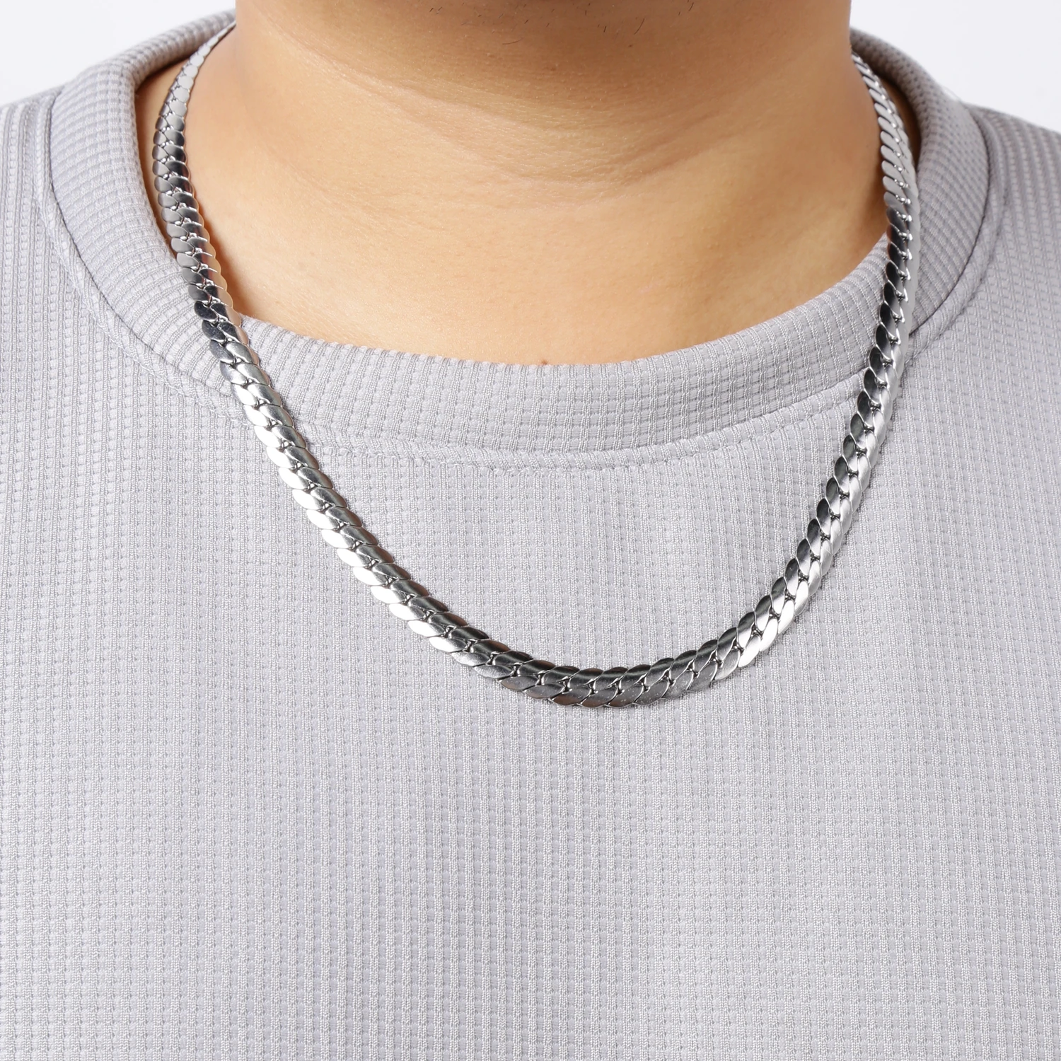 HIYEE 3MM/4MM/5MM/6MM/7MM/8MM kubański link ze stali nierdzewnej NK łańcuszek naszyjnik dla kobiet mężczyzn mężczyzna biżuteria na szyję akcesoria — zdjęcie 7
