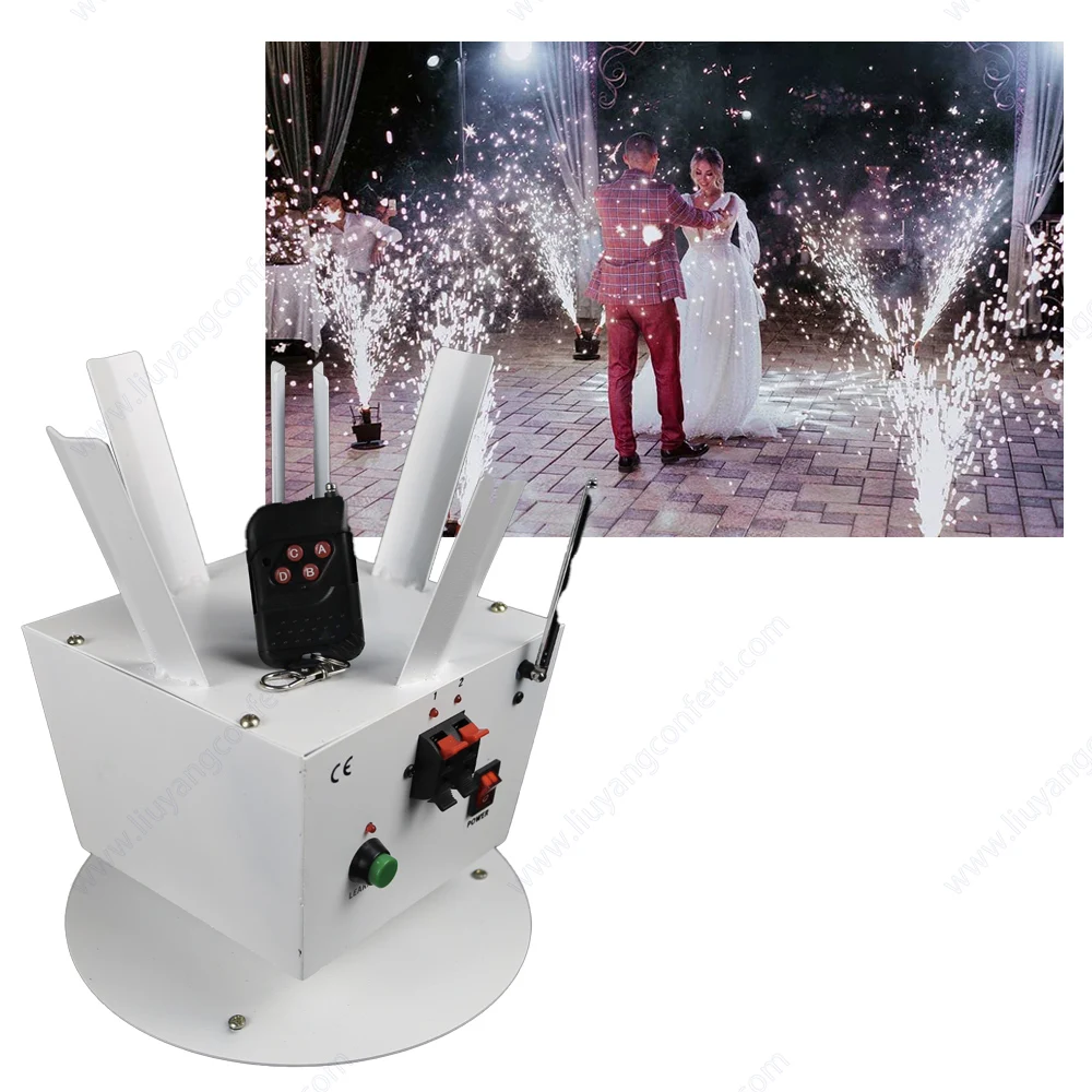 6 Channel Spinning Rotate Remote Control Cold Fountain Stage Effect Machine Rotation Spin Cold Spark Wedding Marriage Bride DJ