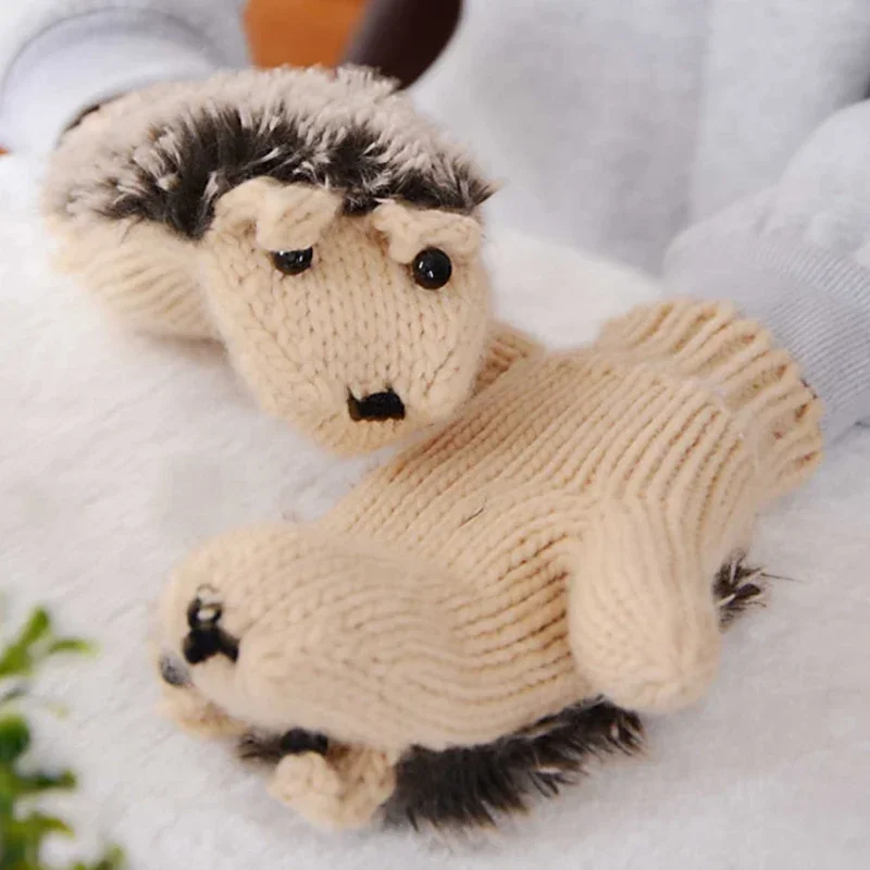 الشتاء قفازات محبوكة للمرأة جميع الاصبع الكرتون القنفذ تصميم لطيف الفتيات القفازات الدافئة قفازات الشتاء هدايا عيد الميلاد الحاضر #1