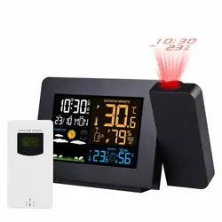 Electronic Projection Clock Weather Station Weather Forecast Temperature &Humidity Color Screen Digital Alarm Clock