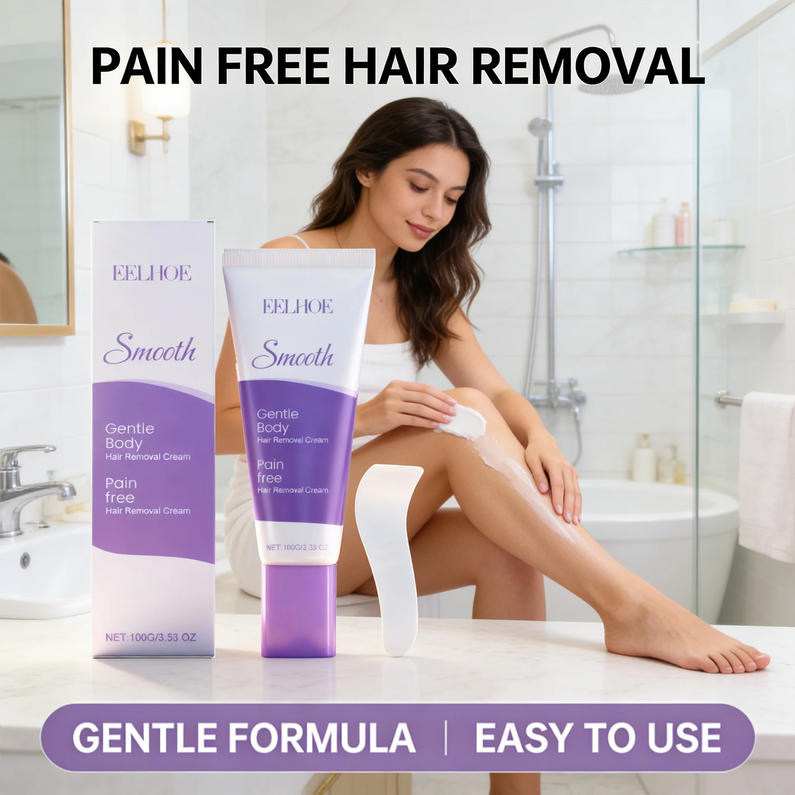 Crema Depilatoria Hidratante, Suave, Elimina el Vello, Alivia las Molestias, Suaviza, Reafirma la Piel, Loción Depilatoria Corporal Refrescante