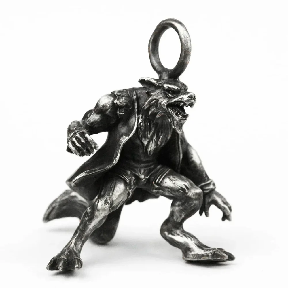 

New Style Stainless Steel Wolf Walking Like Humans in Leather Jackets Warrior Necklace Personality Men's Fashion Party Necklace