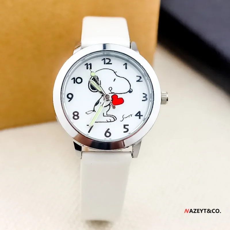 Kawaii Snoopy Kids Watches Cartoon Anime Character Quartz Watch Leather Belt Children Girls Fashion Students\' Clock Gifts