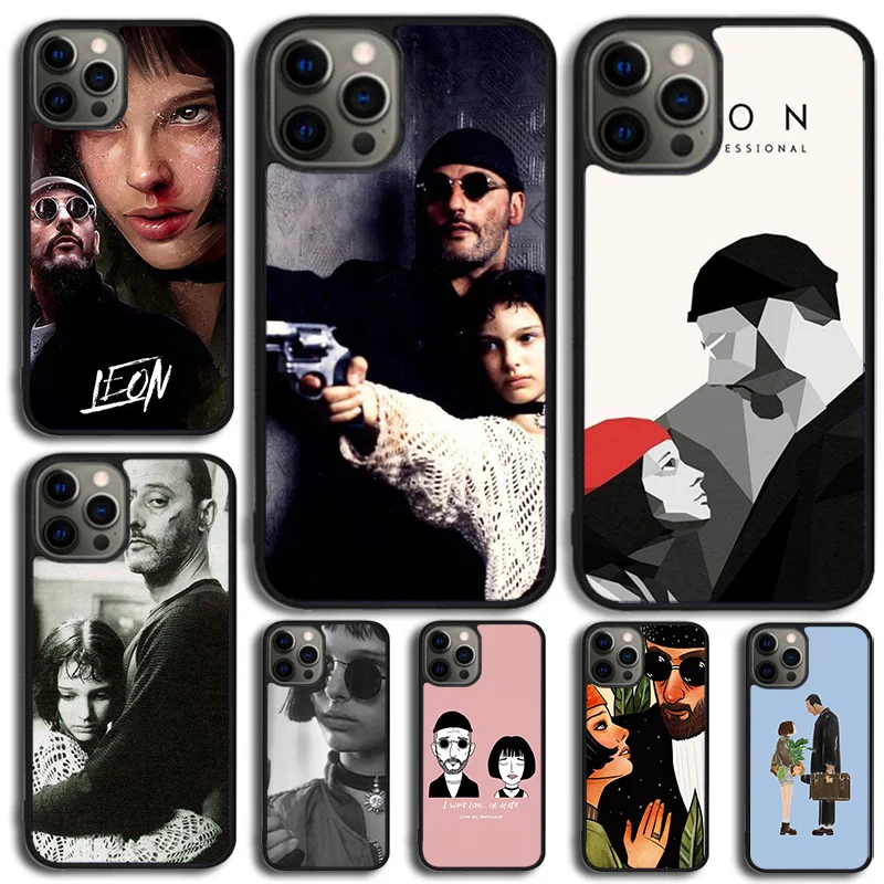 Capa de telefone Leon e Matilda para iPhone, 15, 16, 14, XR, XS, 11, 12, 13, Mini, Pro, MAX, Plus