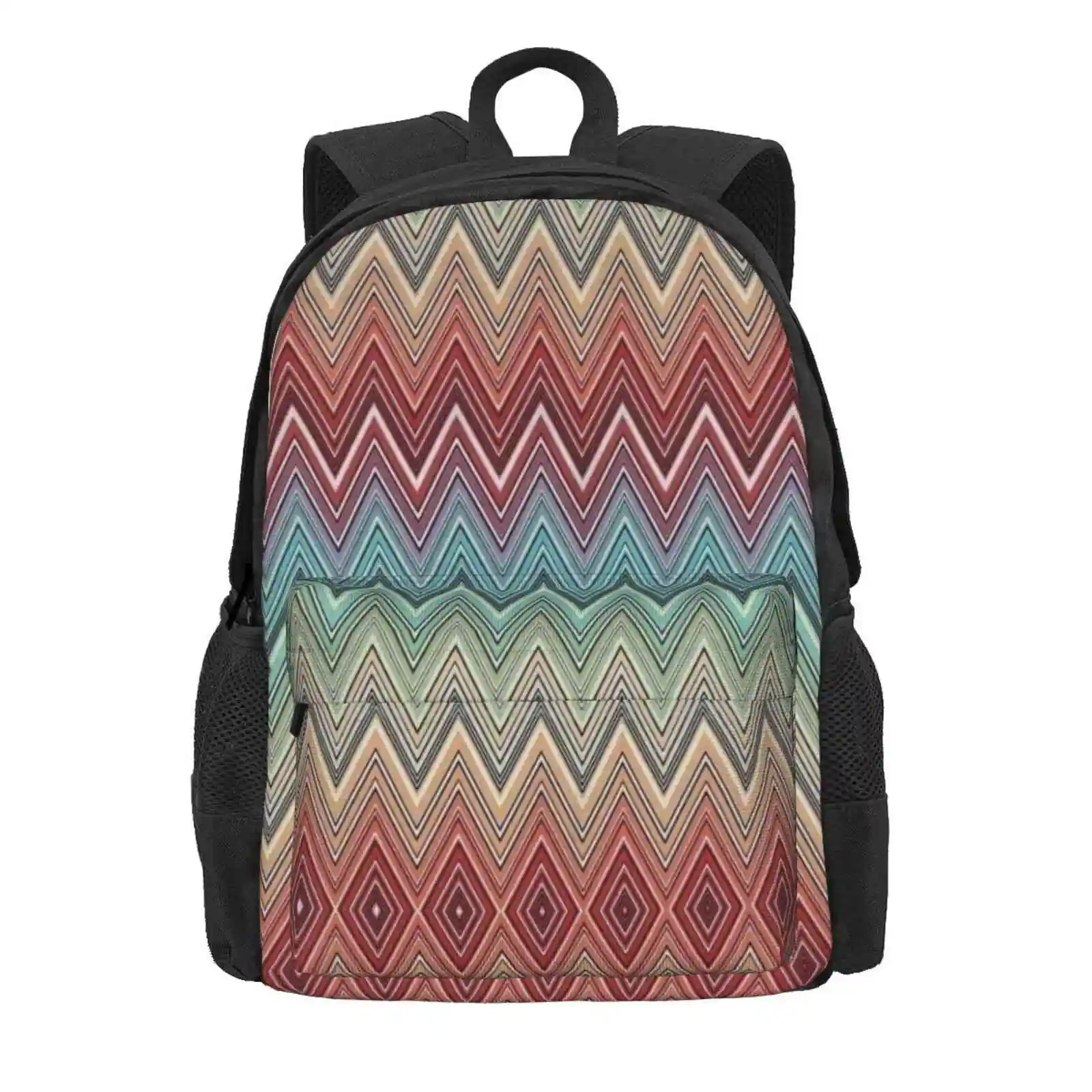 Home Zig Zag School Bags Travel Laptop Backpack Geometric Fashion Home Pastel Contemporary Expensive Modern Boho Influencer