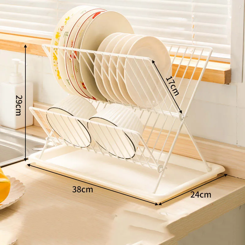 Household Kitchen Bowl Storage Rack Multi-function Bowl and Dish Drain Rack Desktop Folding Desktop Tableware Storage Rack LF760