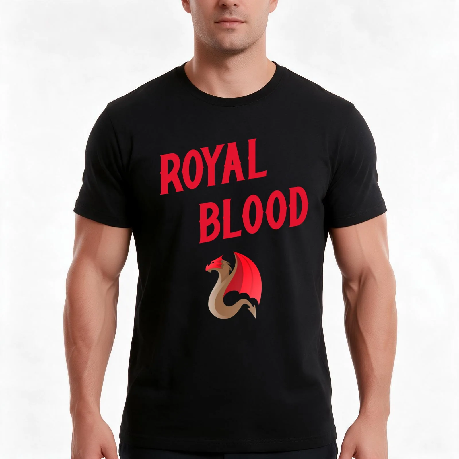 Dragon Royal Blood Red T-Shirt, Summer Casual Cotton Tee, Oversized Streetwear Tops, Vintage Graphic Print, Unisex Men Women