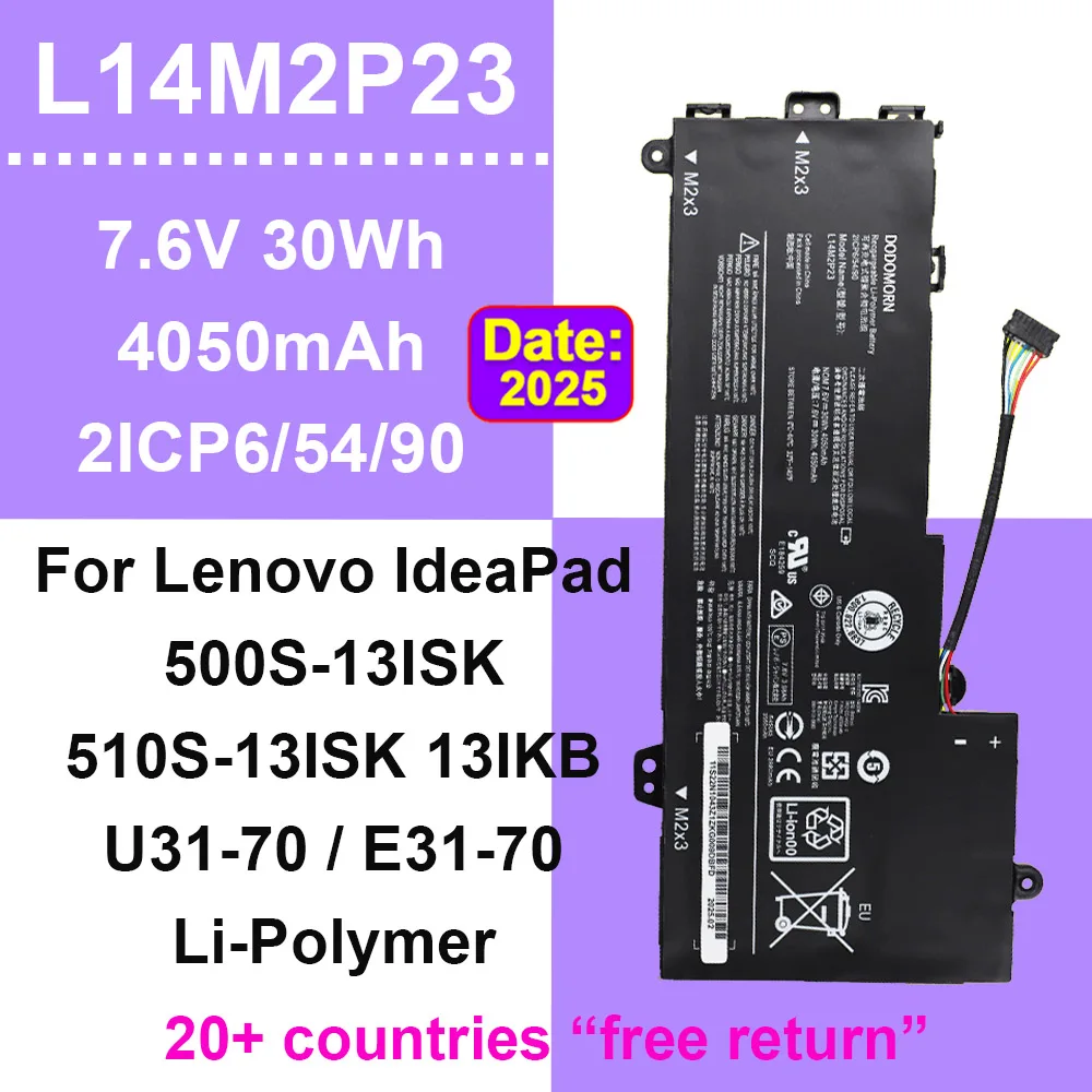 

L14M2P23 Аккумулятор для ноутбука Lenovo IdeaPad 500S-13ISK 510S-13IKB 510S-13ISK U31-70 E31-70 L14M2P24 L14S2P22 L14L2P22 7,6 В 30 Втч