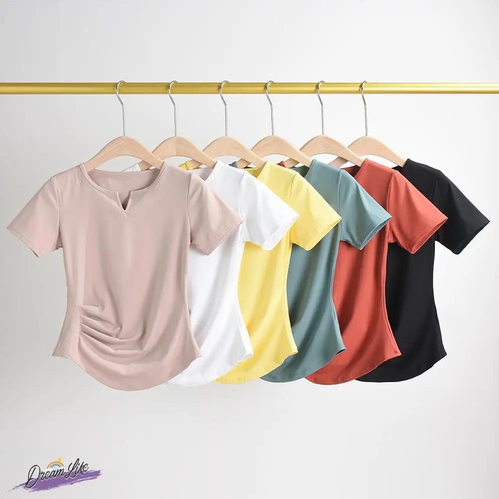 

Весенне-летний комплект спортивной одежды для йоги и бега: женская приталенная футболка с коротким рукавом, быстросохнущая, дышащая, для лета