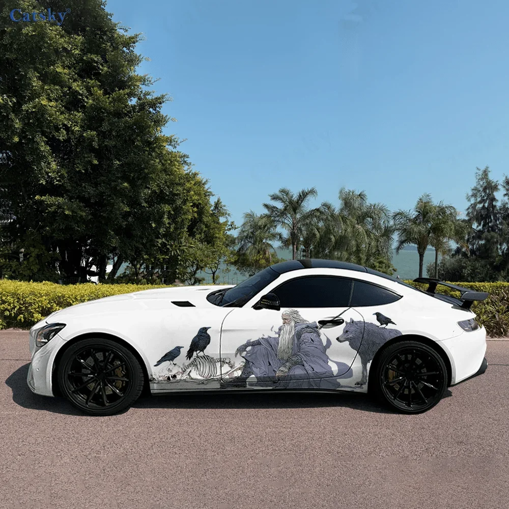 

Длинношерстный человек, череп, волки, боковая наклейка автомобиля, декор, ПВХ, водонепроницаемая, устойчивая к царапинам наклейка, защита автомобиля, автоаксессуары, подарок