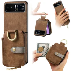 For Motorola Moto Razr 60 Ultra 5G 2025 Zipper Leather Wallet Case Moto Razr 40 50 Ultra Back Cover Phone Razr Plus 2024 Funda