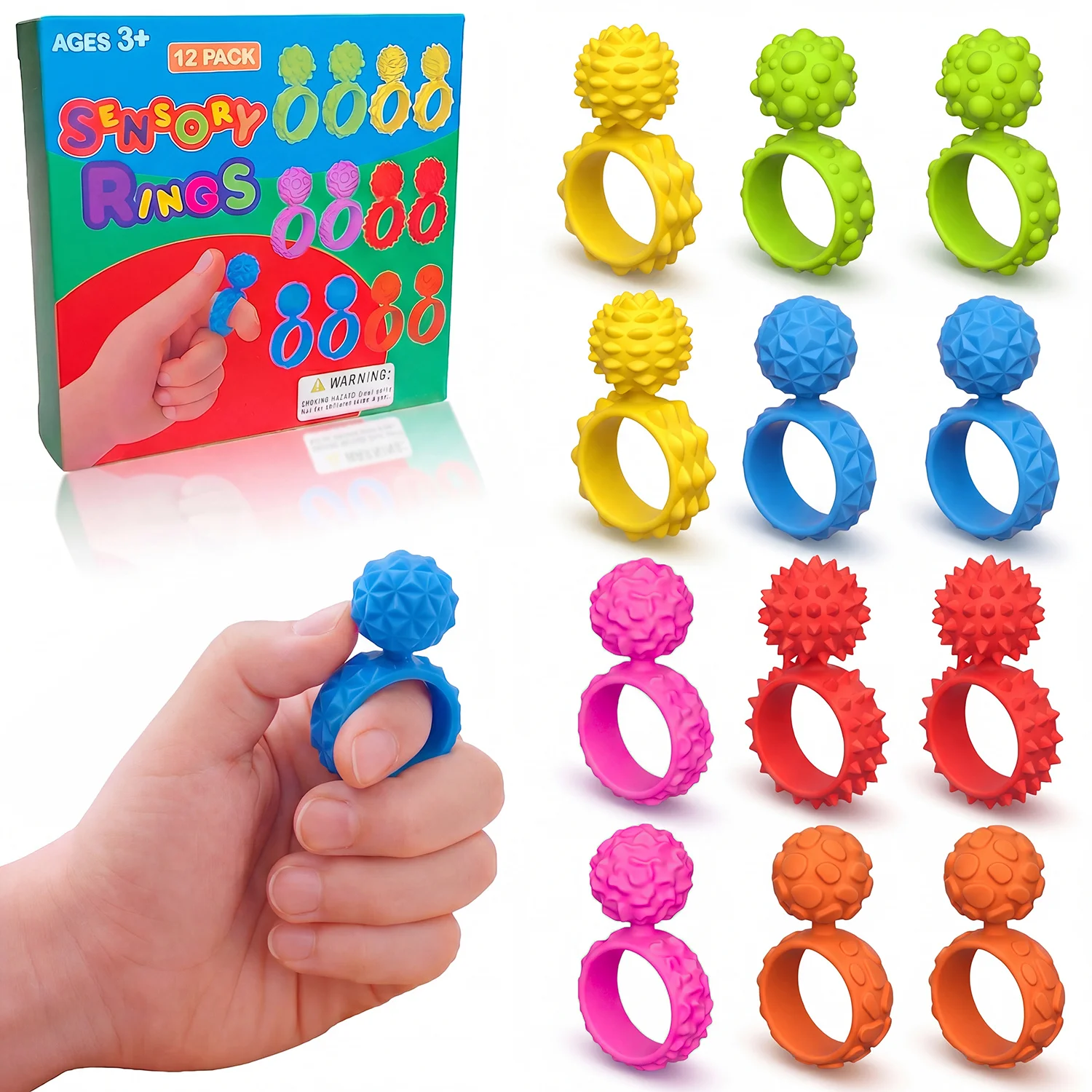 Sensory Rings for Kids and Teenagers. Sensory Textured Round Rings. Textured rings suitable for children. Calm travel, airplane